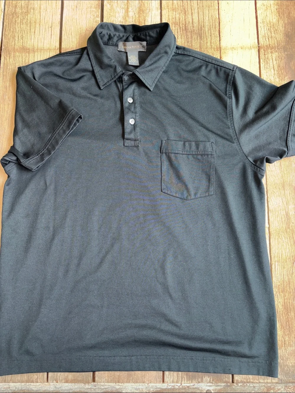 Banana Republic Vintage Large Men's Black Polo Shirt with Chest Pocket